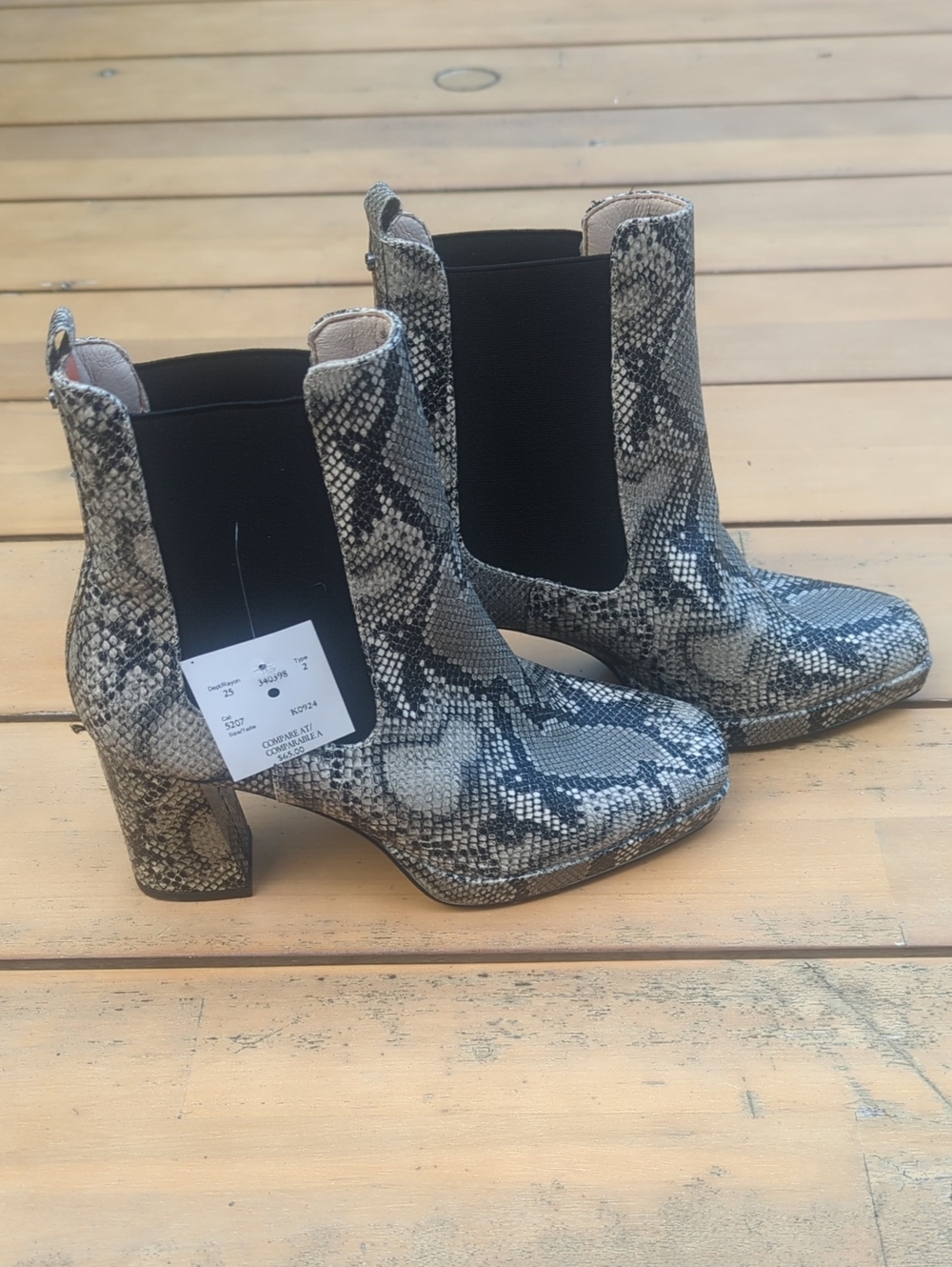 French Connection Snake-Print Chelsea Booties - Size 8 NWT